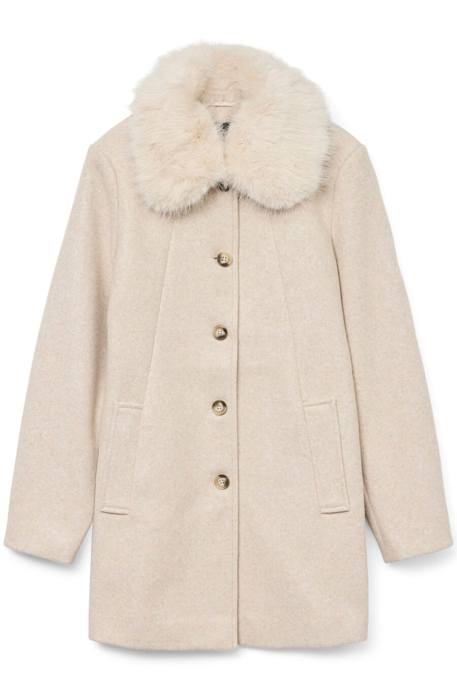 Abrigo de paño cuello de pelo talla grande