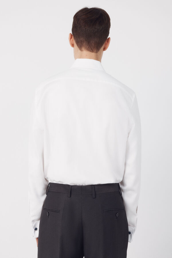 Cortefiel Camisa vestir lisa f&aacute;cil plancha Blanco