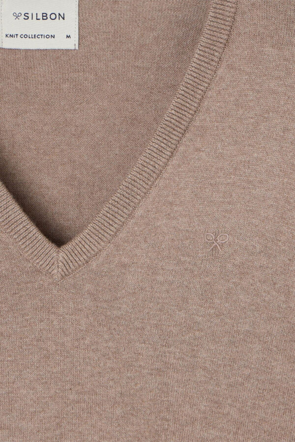 Silbon Jersey cuello pico retro Marrón