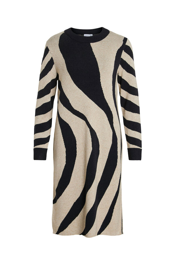 Vila Vestido de punto con viscosa Estampado beige