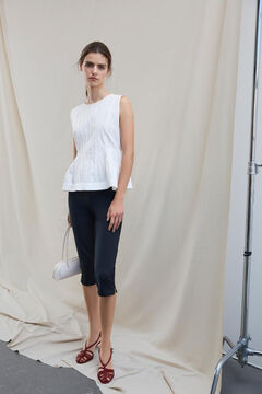 Vila Top sin mangas de algod&oacute;n org&aacute;nico con peplum