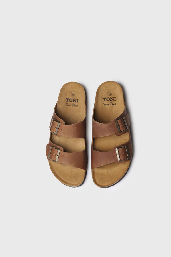 Toni Pons Sandalia en piel de hombre Marr&oacute;n