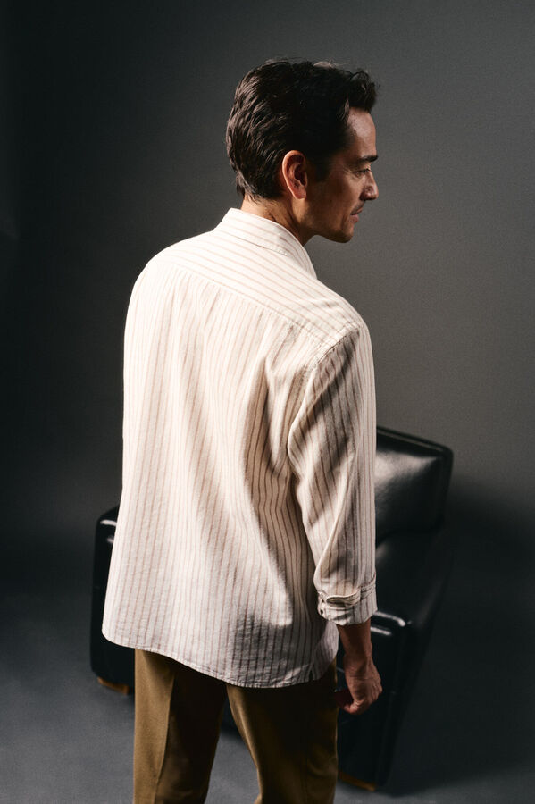 OOTO Polera de algod&oacute;n con lino Ecru