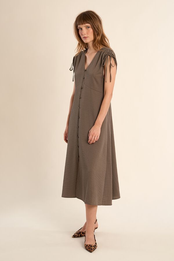 Molly Bracken Vestido midi com manga curta ajust&aacute;vel Verde