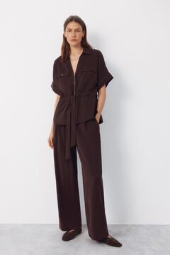 Cortefiel Pantal&oacute;n tencel cintur&oacute;n