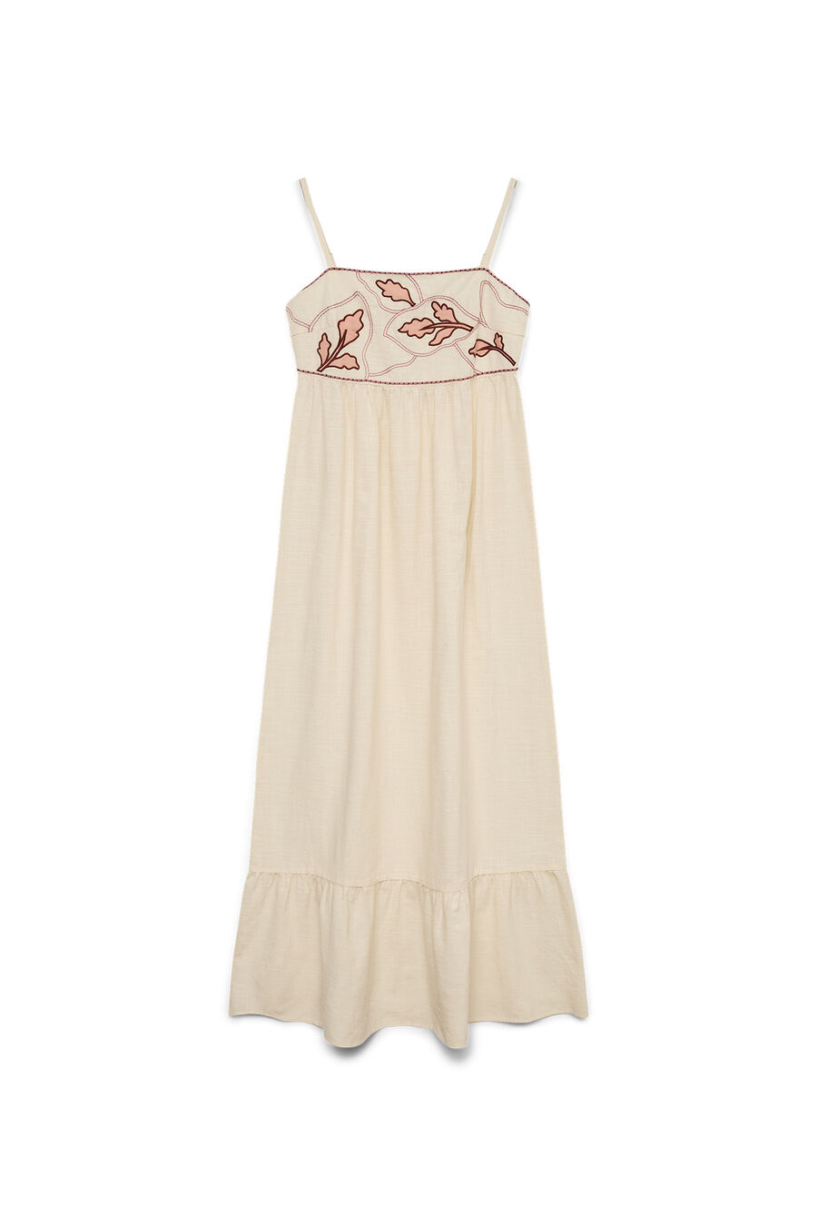 Vestido tobillero algodón con bordados