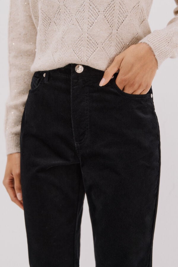 Cortefiel Pantal&oacute;n Sensational velvet Preto