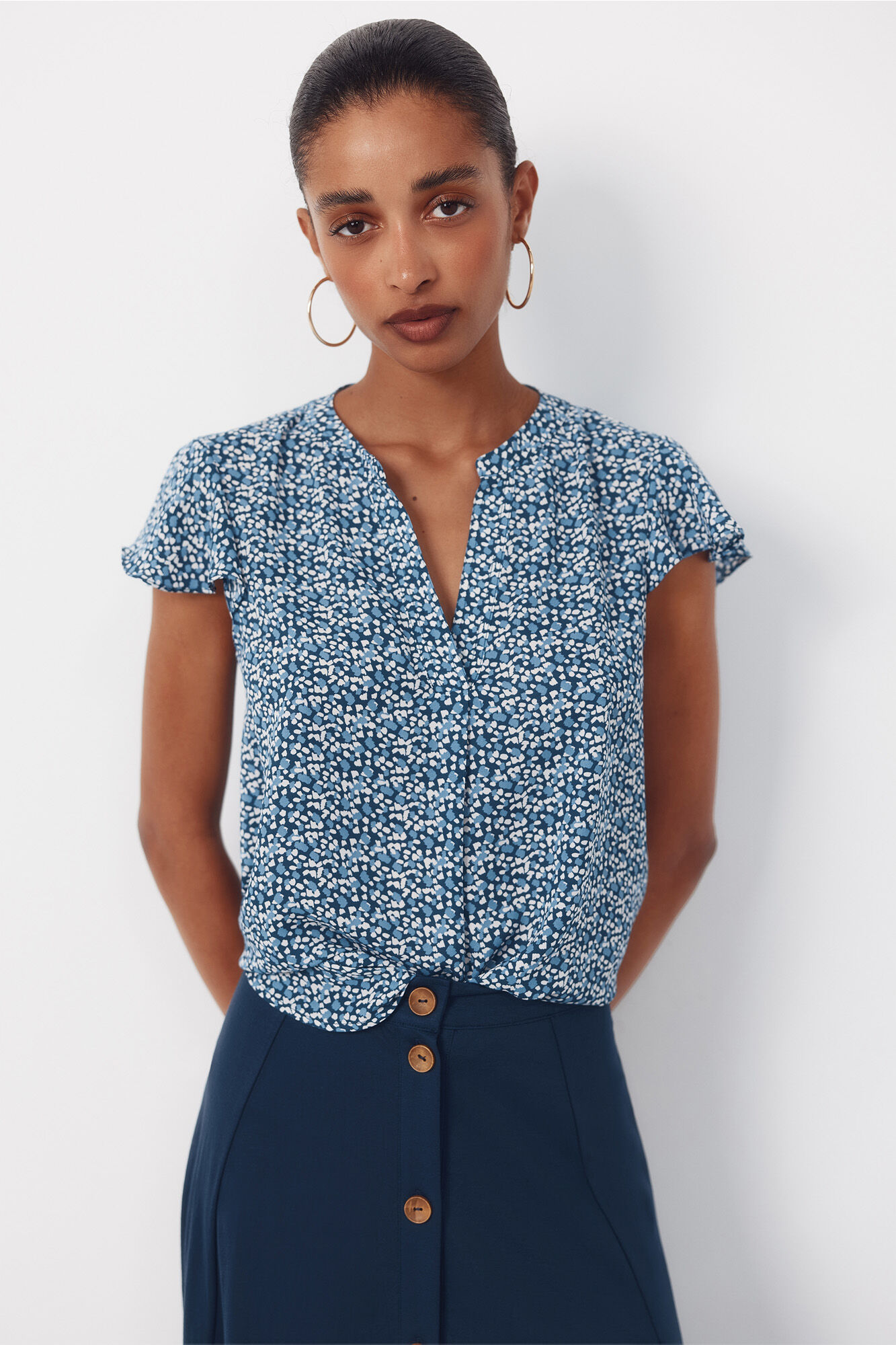Cortefiel Blusa fluida manga com folho