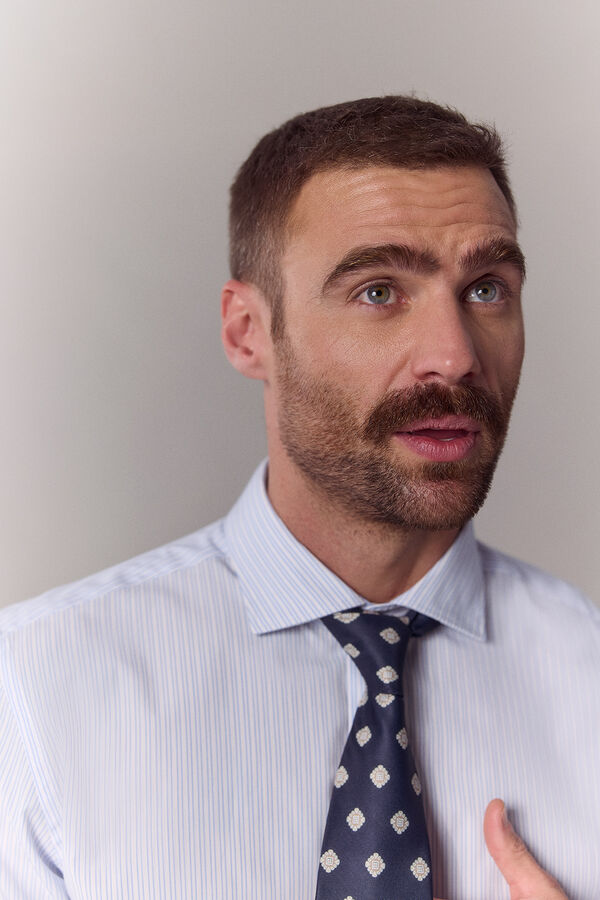 OOTO Camisa rayas popel&iacute;n manga larga Azul