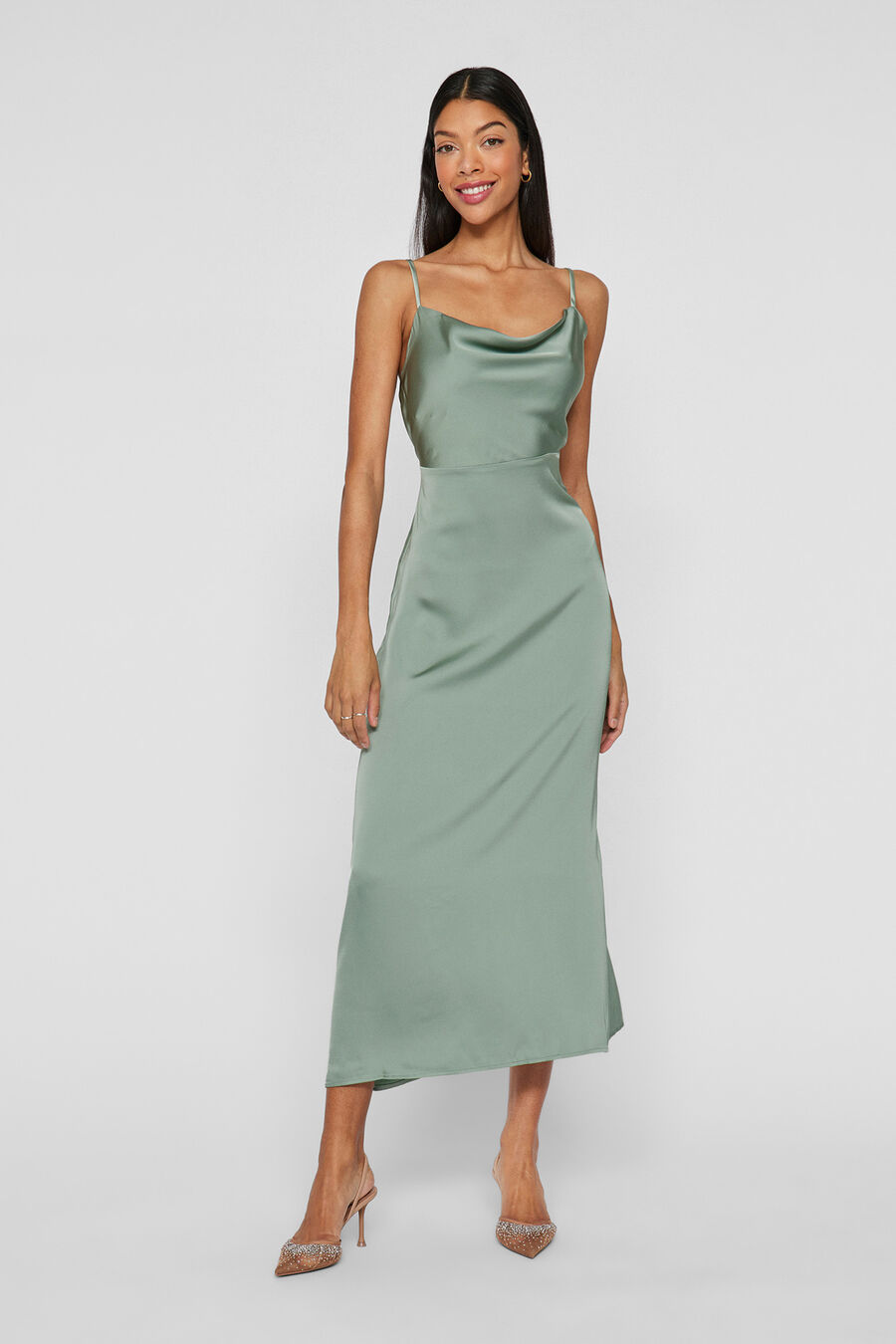 Vestido midi satinado de fiesta