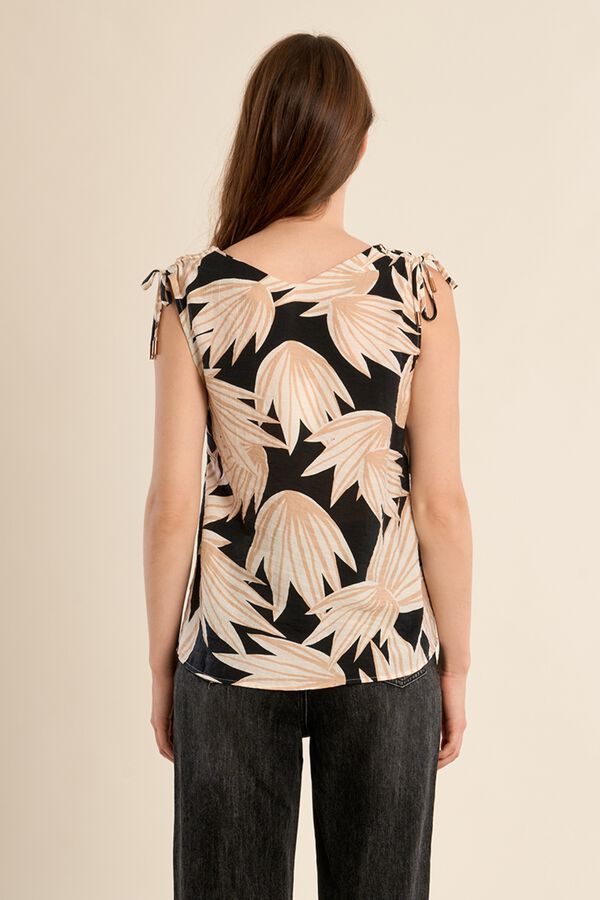 Molly Bracken Top de mulher sem mangas com la&ccedil;ada Preto