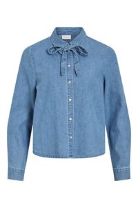 Vila Camisa vaquera con lazada en el cuello