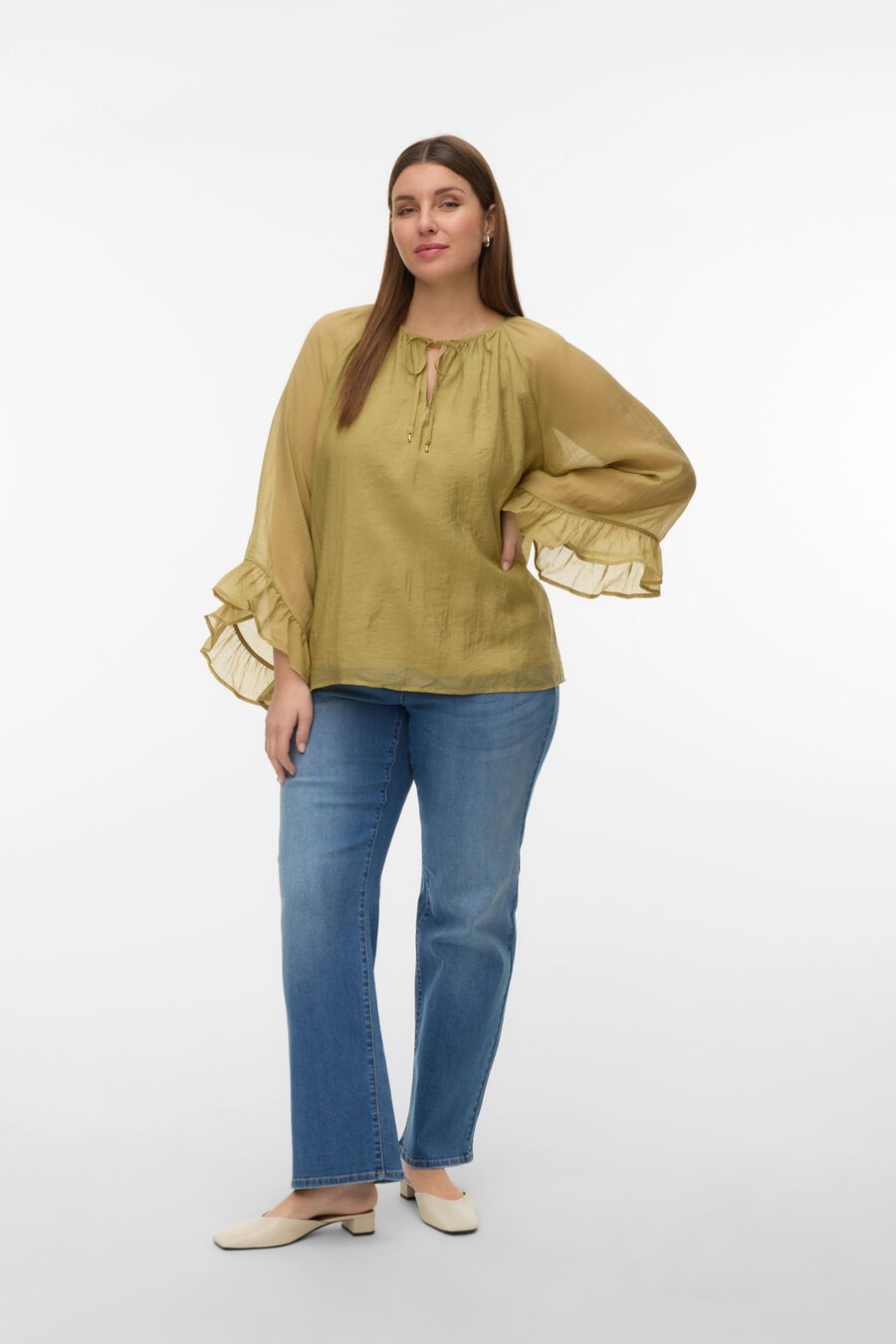 Top manga volante talla grande