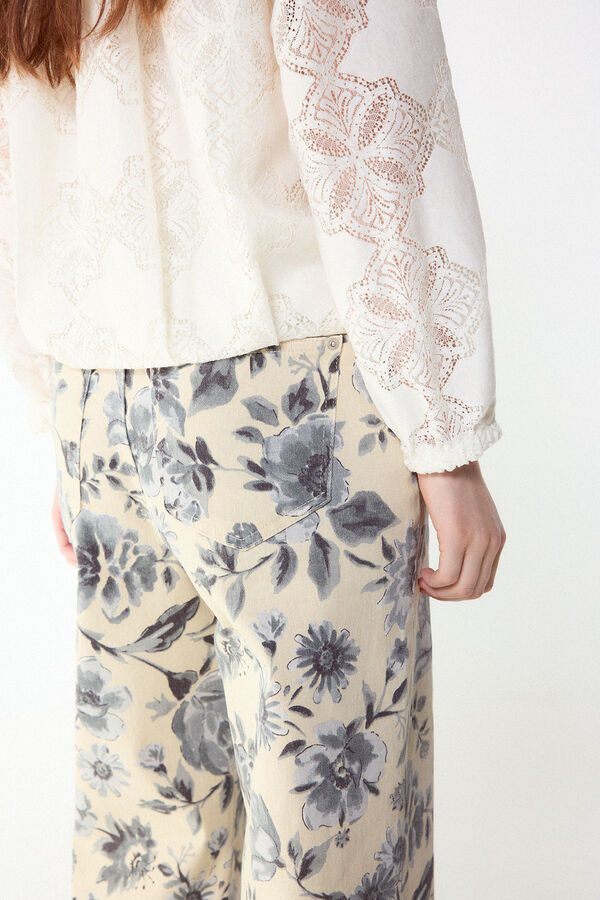 Slowlove Jeans recto flores Multicolorido