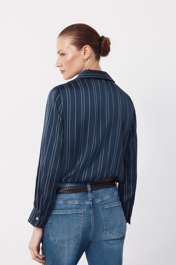 Cortefiel Camisa acetinada Azul