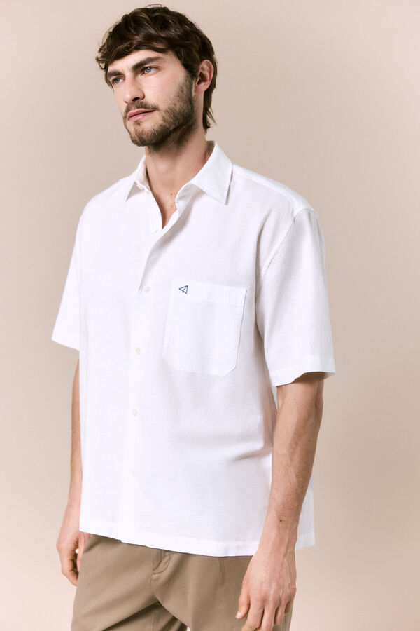 OOTO Camisa lino manga corta Blanco