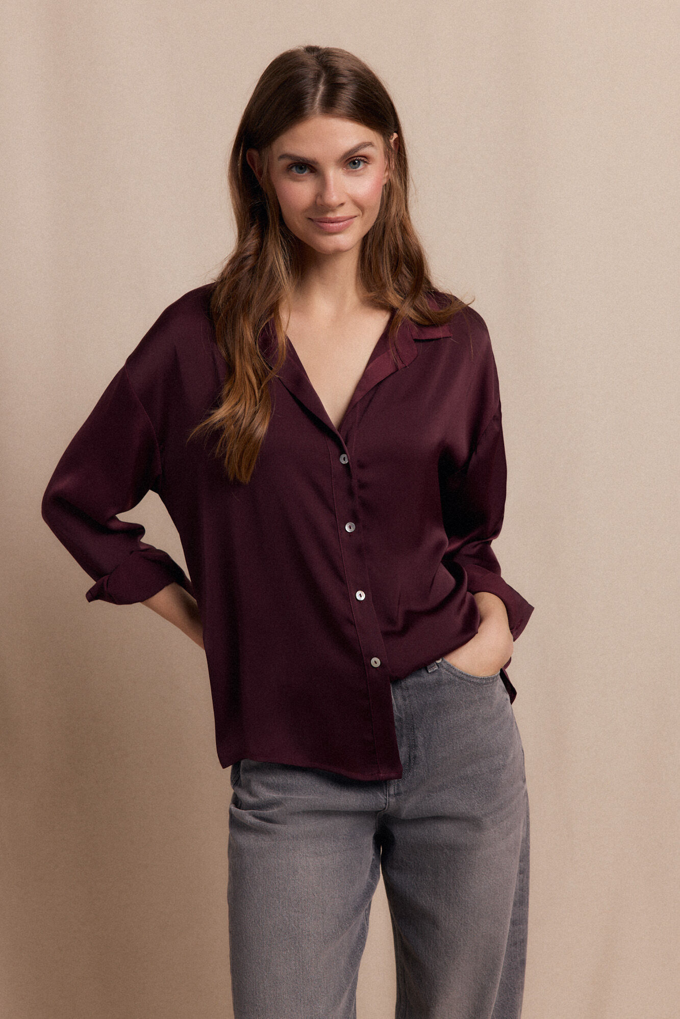 Slowlove Camisa lisa satinada