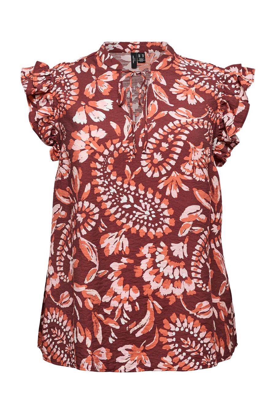 Top manga sisa con volantes talla grande