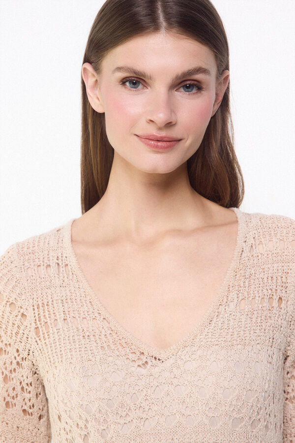 Slowlove Openwork knit dress Nude