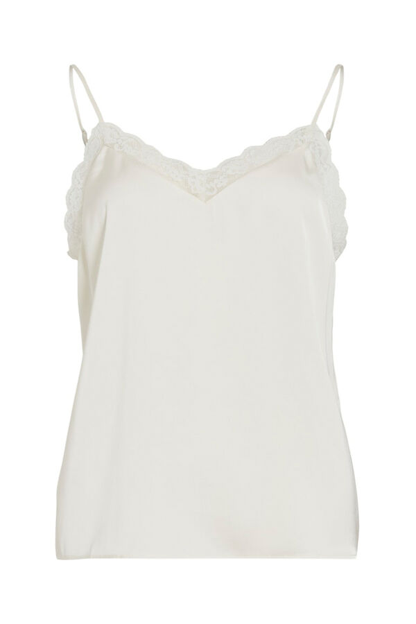 Vila Top lencero satinado con encaje Blanco