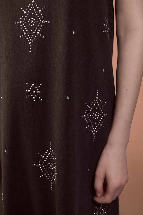 Slowlove Vestido tirantes tachas Preto