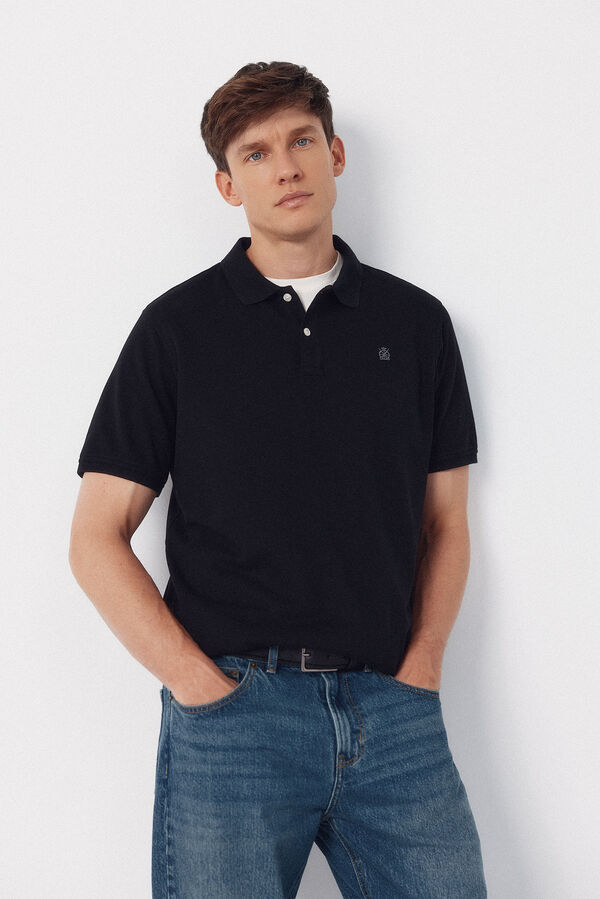 Cortefiel Piqu&eacute; basic polo shirt Black