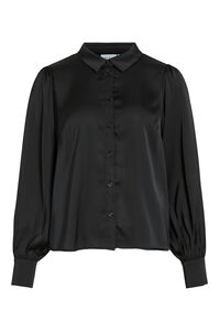 Vila Blusa de cetim de manga manga