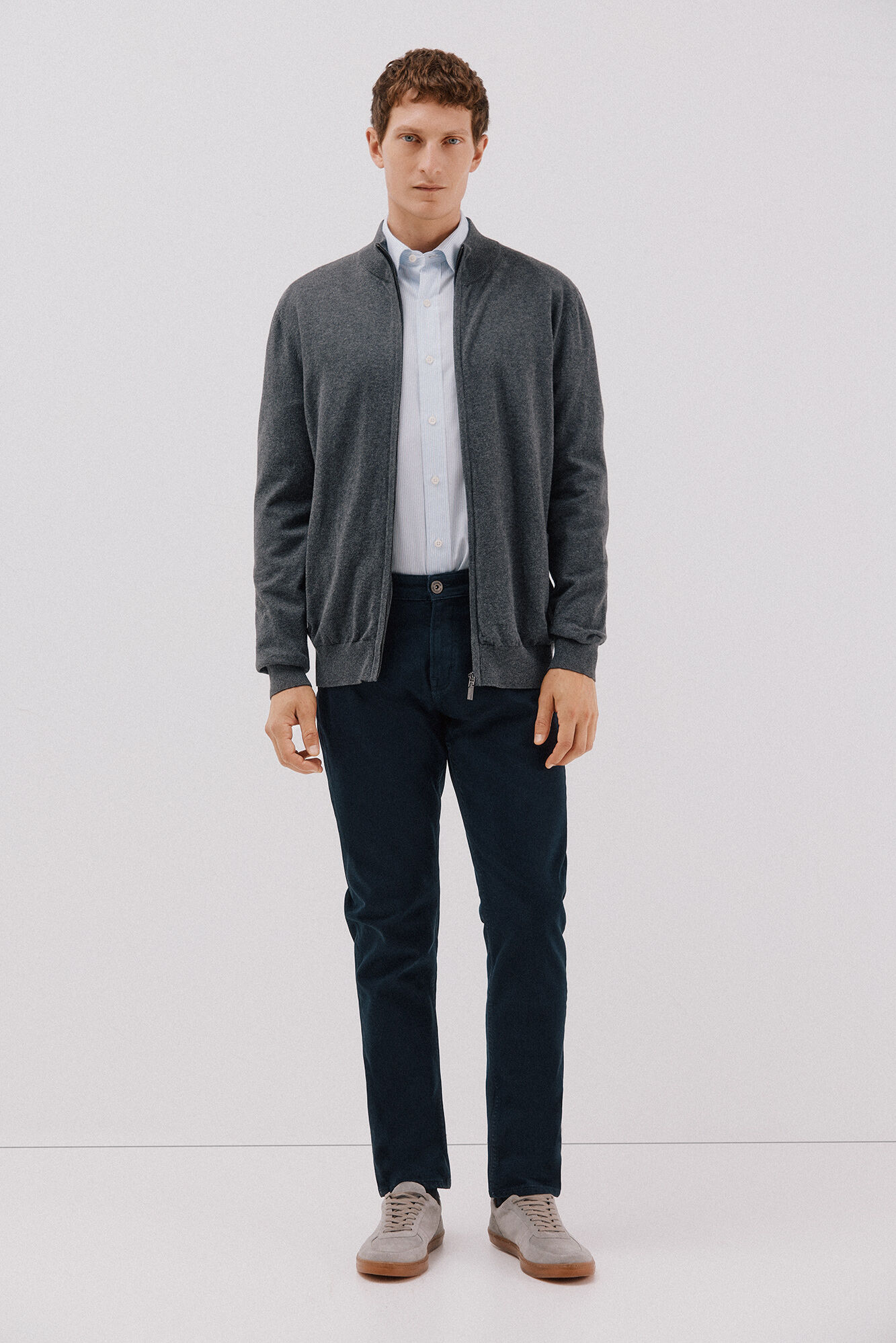 Cortefiel C&aacute;rdigan algod&oacute;n con cashmere cierre cremallera