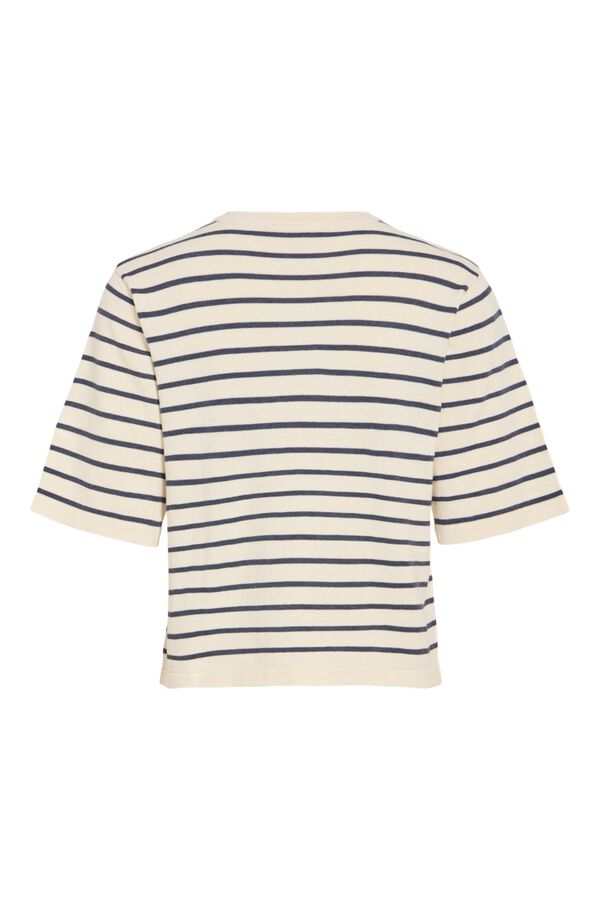 Vila Top de malha com manga curta 2/4 em viscose Tostado