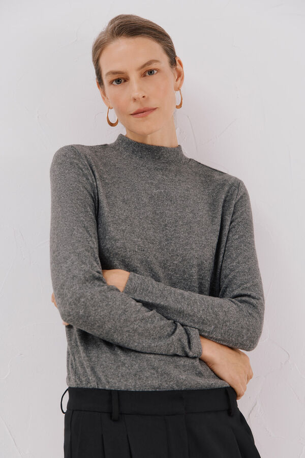 Cortefiel Basic perkins neck t-shirt Grey