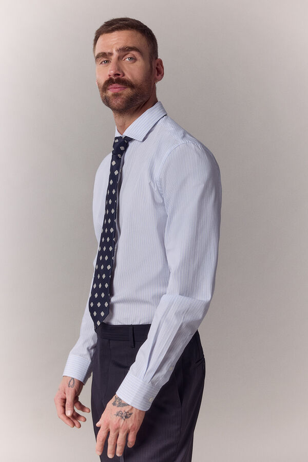 OOTO Camisa rayas popel&iacute;n manga larga Azul