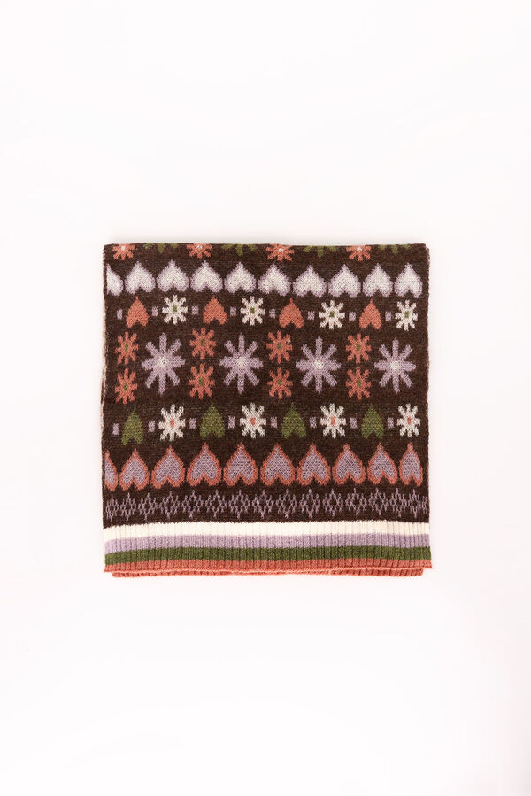 Slowlove Bufanda corazones Estampado marr&oacute;n