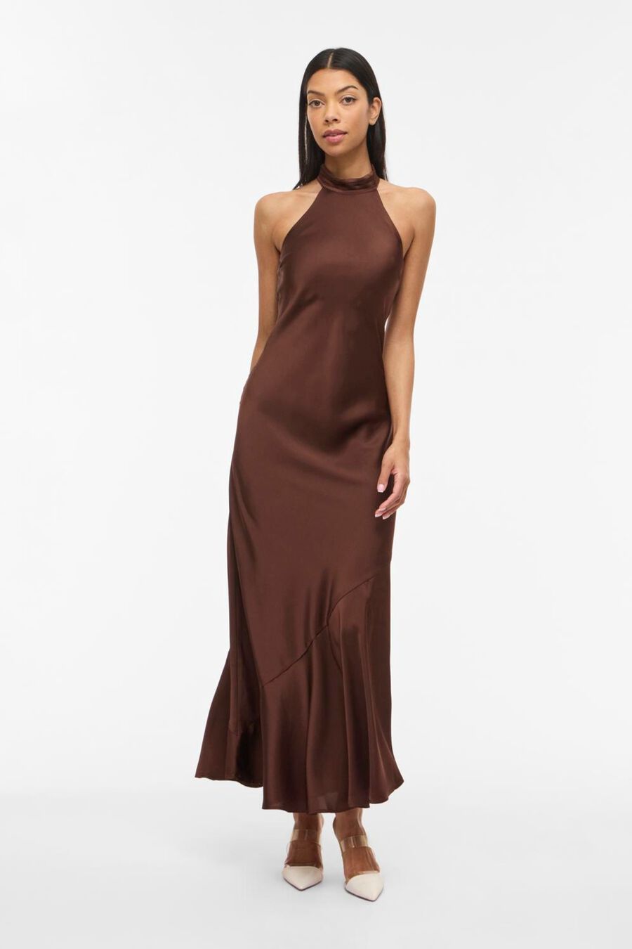 Vestido largo cuello halter de fiesta