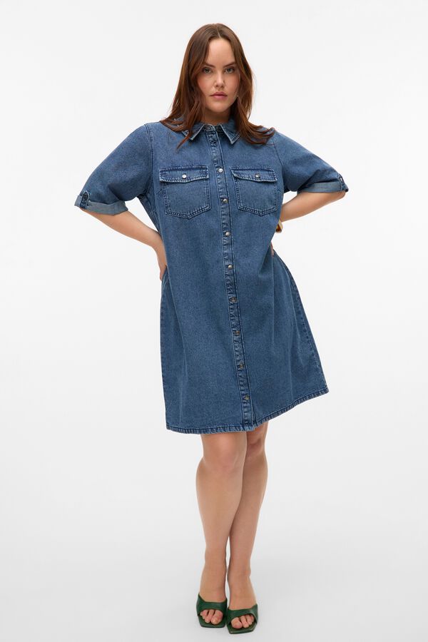 Vero Moda Curve Vestido vaquero corto tallas grandes Azul