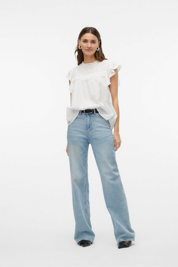 Vero Moda Blusa fluida de gola redonda Branco