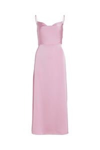 Vila Vestido comprido acetinado com decote drapeado