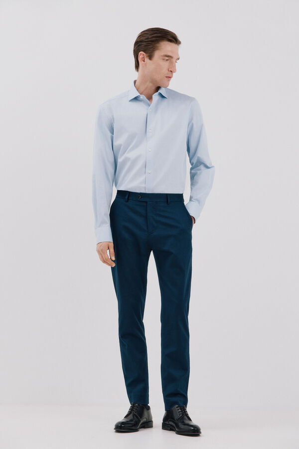 Cortefiel Plain easy-iron dress shirt Blue