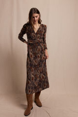 Slowlove Vestido textura elastico Castanho