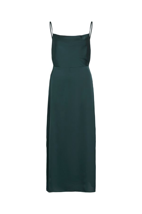Vila Satin-finish party midi dress Dark green