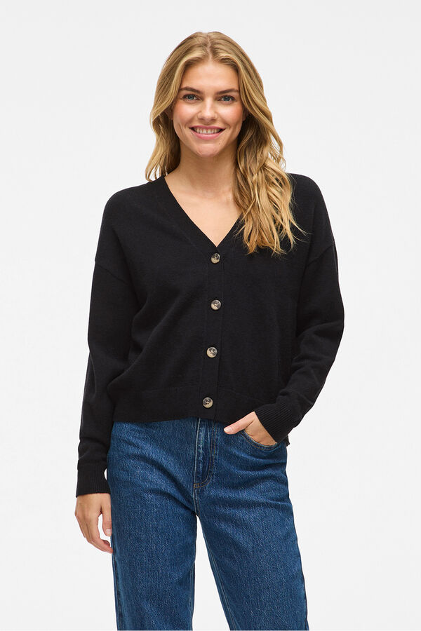 Vila Buttoned jersey-knit cardigan with viscose Black