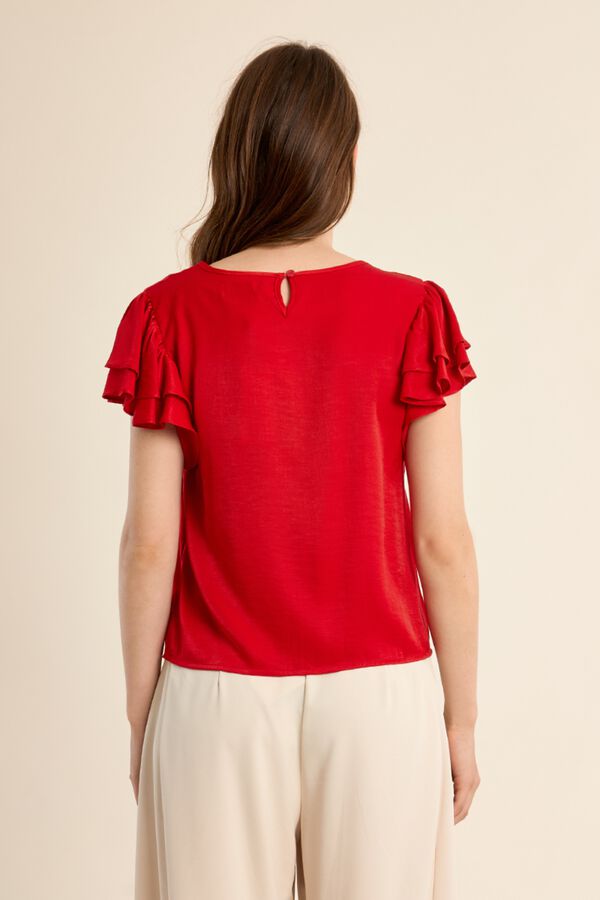 Molly Bracken T-shirt de manga curta com folhos Vermelho