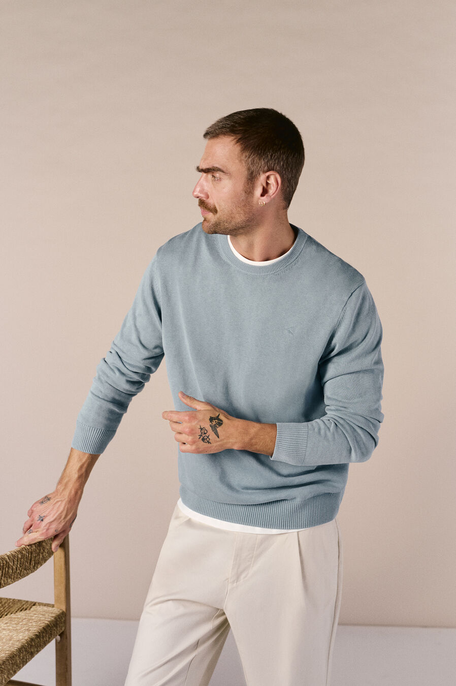 Jersey cuello redondo algodón lavado