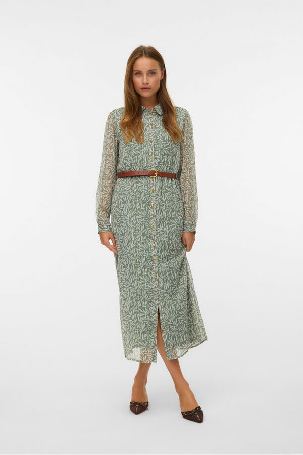 Vero Moda Vestido midi de gasa Green