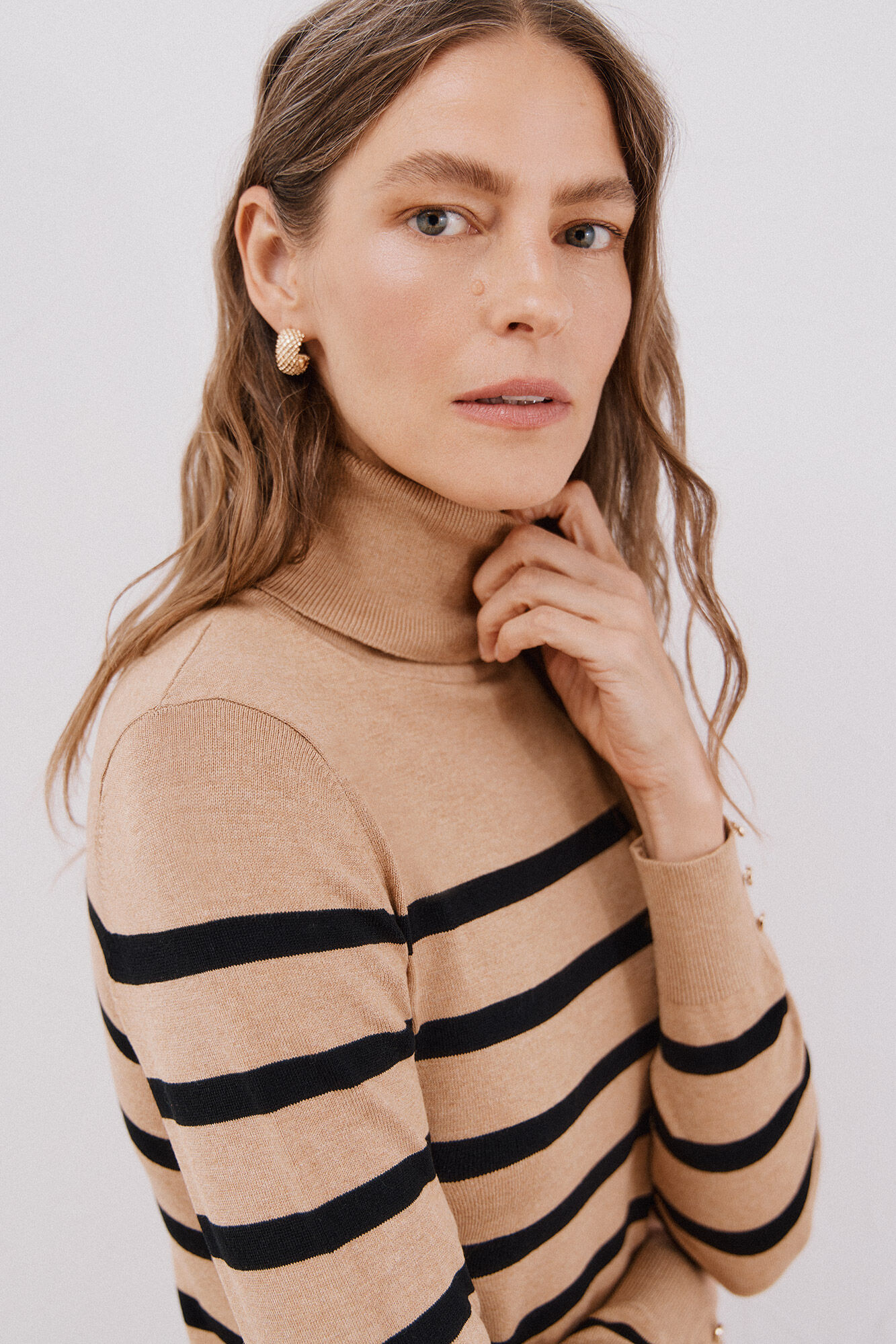 Cortefiel Jersey rayas cuello vuelto