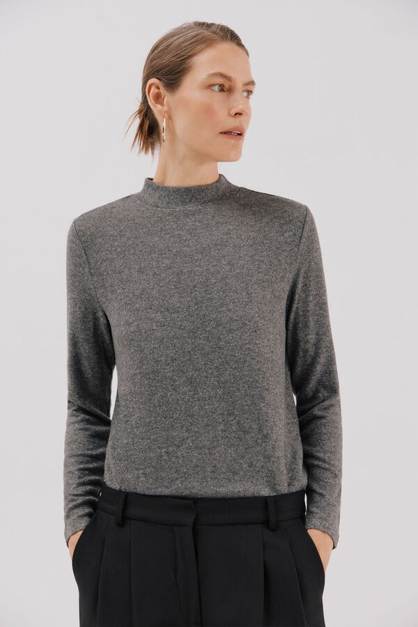 Cortefiel Basic perkins neck t-shirt Grey