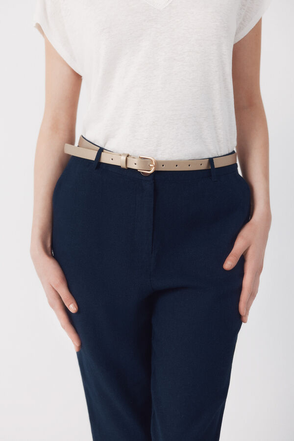Cortefiel Pantal&oacute;n con lino Azul marino