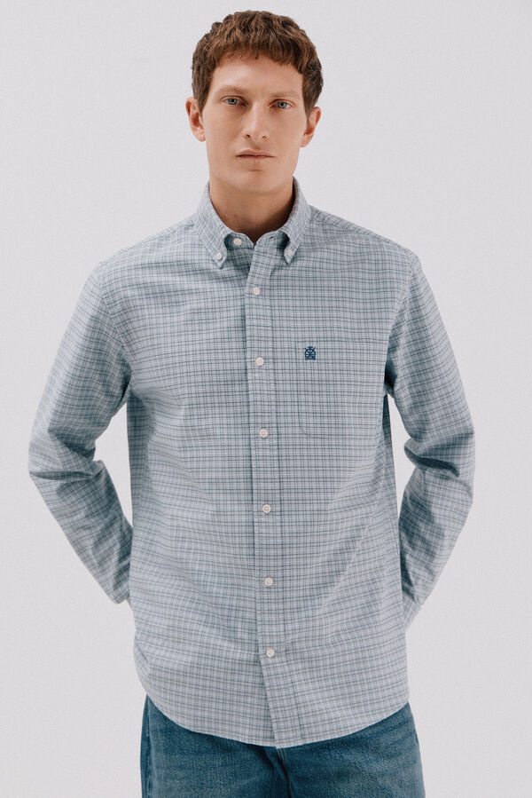 Cortefiel Checked oxford shirt Blue