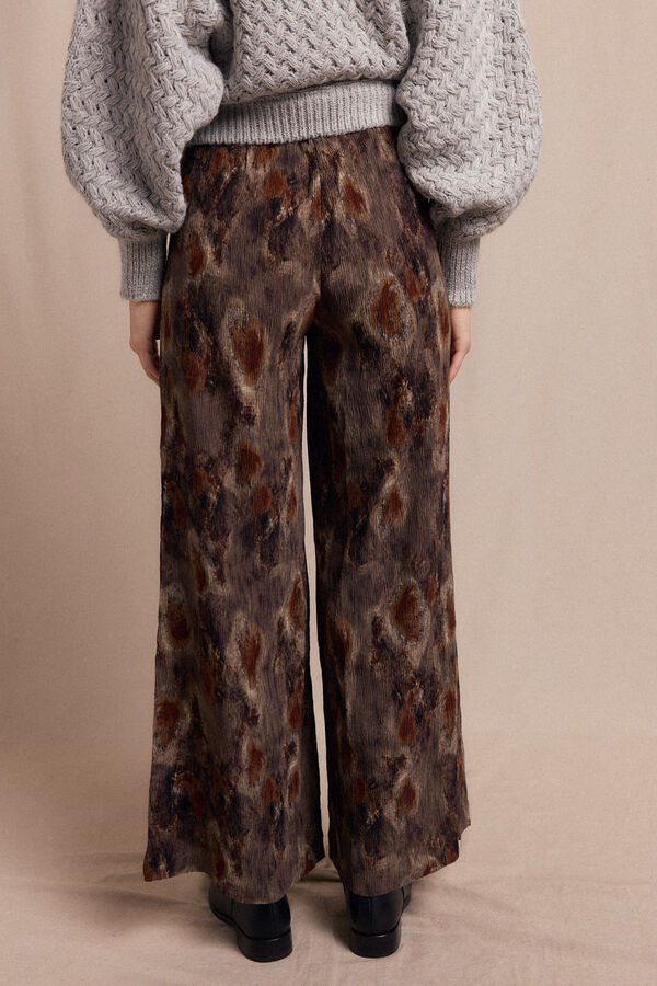 Slowlove Calças estampado plissadas. Castanho