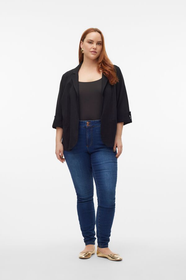 Vero Moda Curve Women's open flap plus size blazer Black