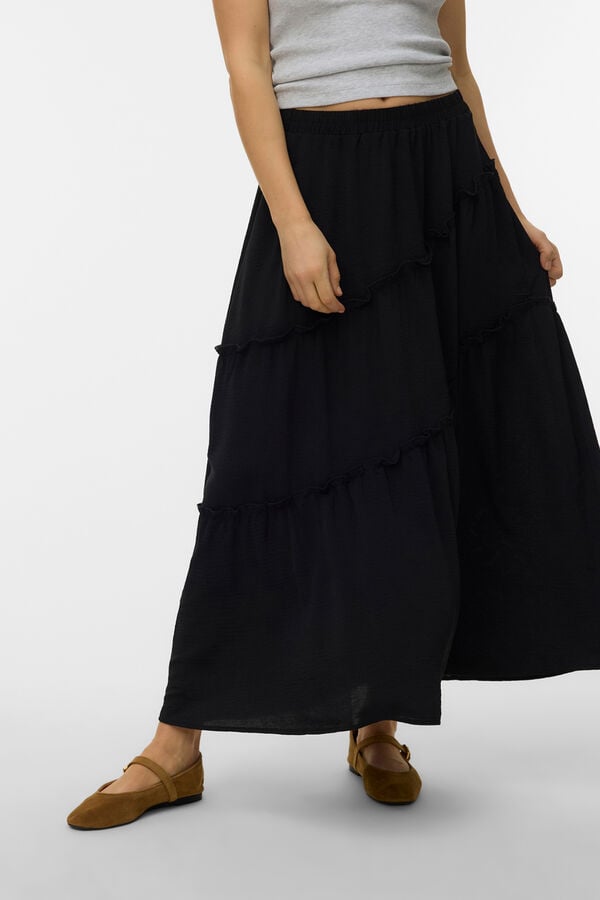 Vero Moda Falda midi con volantes Black